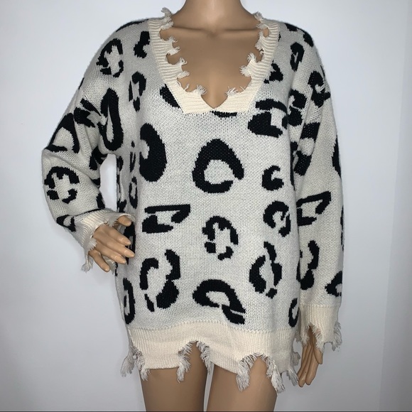 Amaryllis Distressed cheetah sweater - Picture 3 of 8
